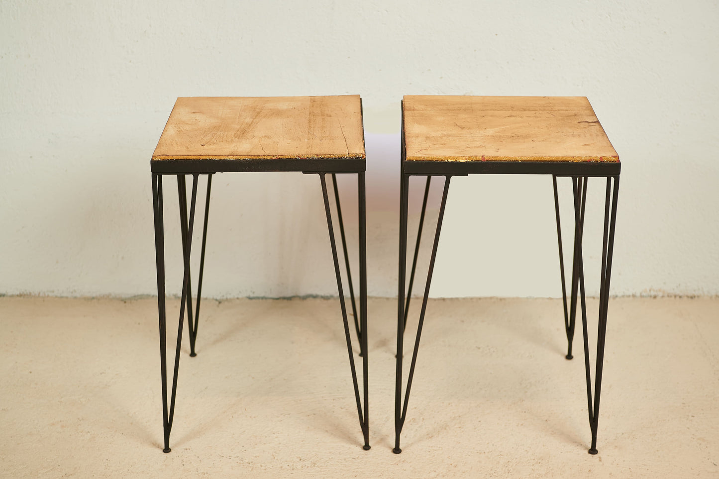 Pareja de Mesas Doradas de Forja años 70