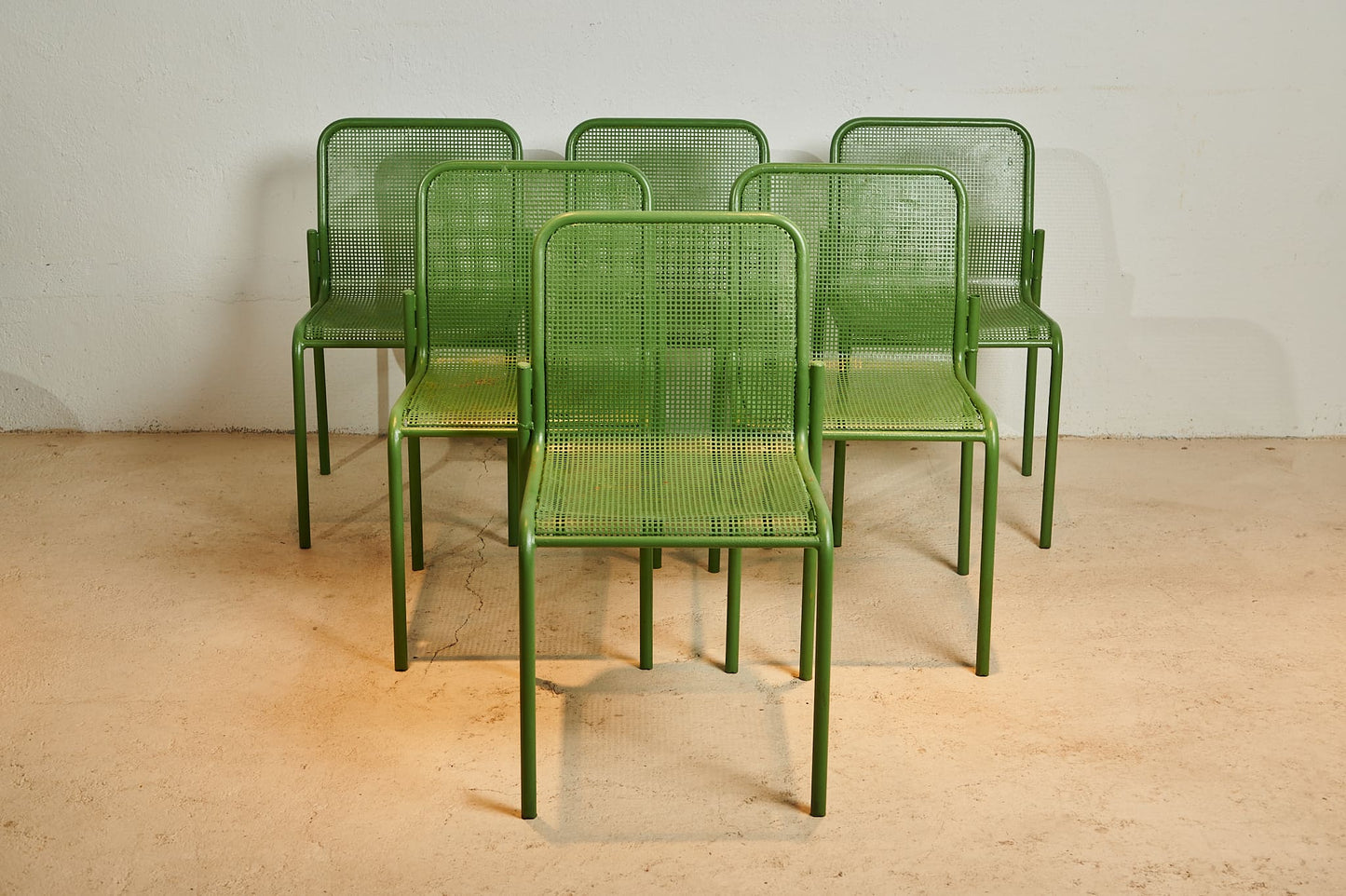 Set de seis sillas verdes años 80