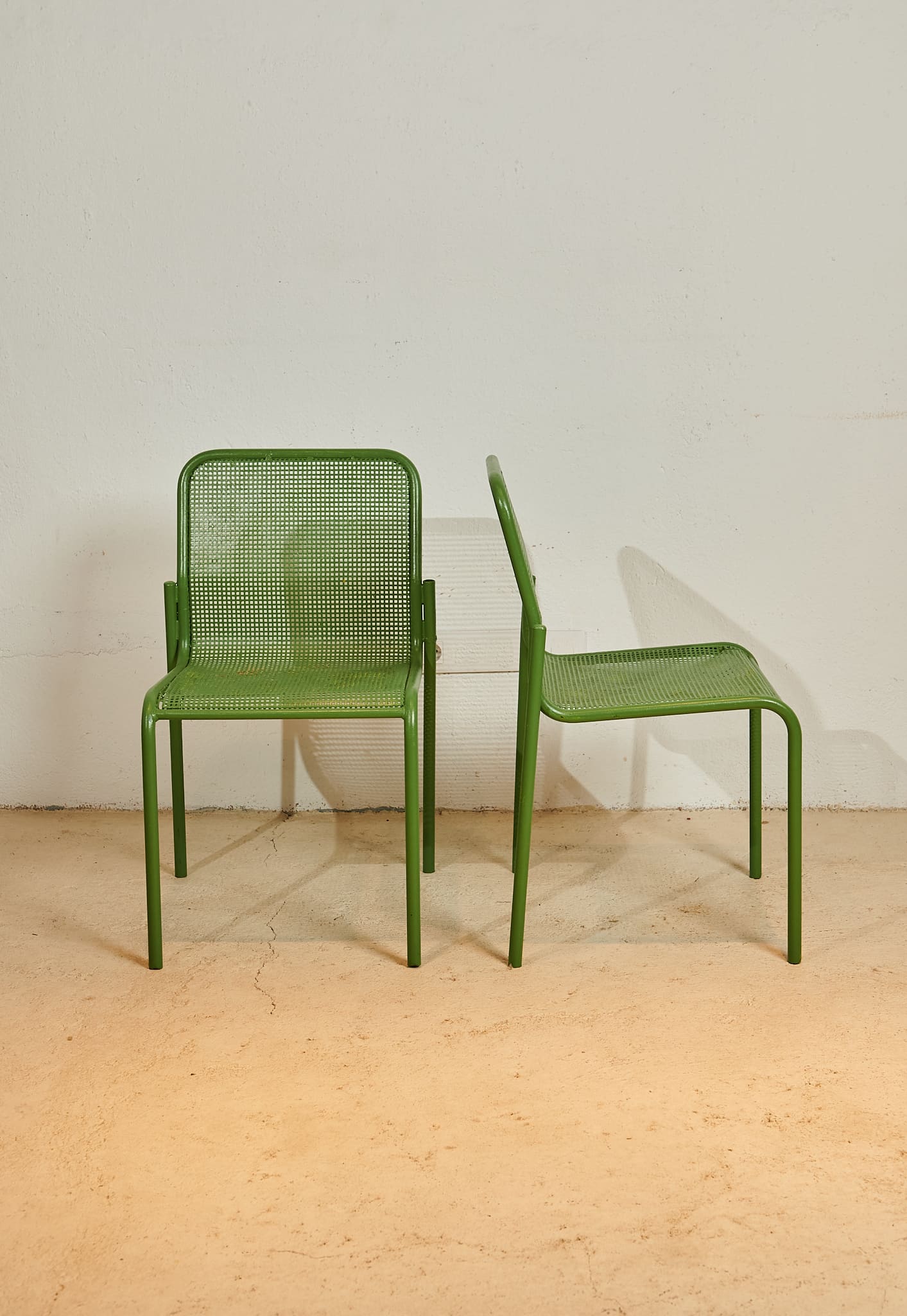 Set de seis sillas verdes años 80