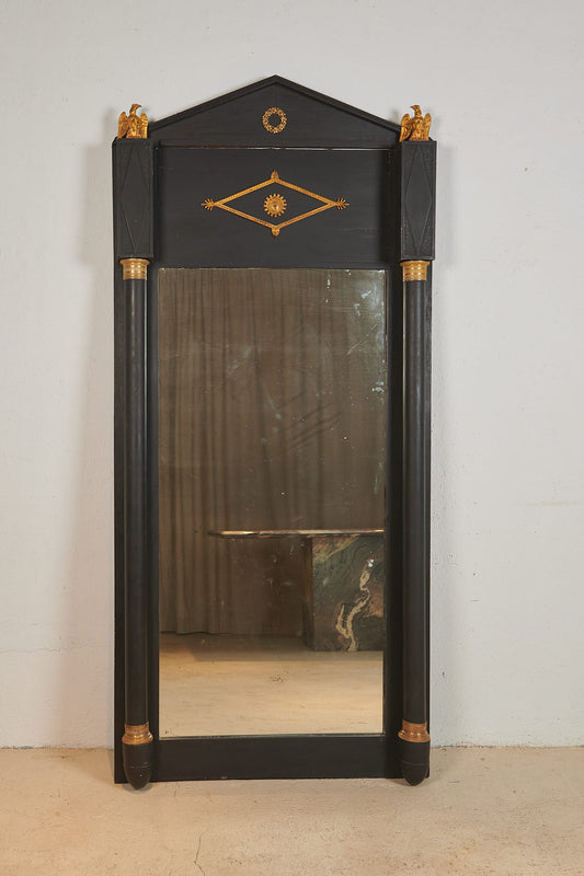 Espejo francés estilo Imperio en madera ebonizada